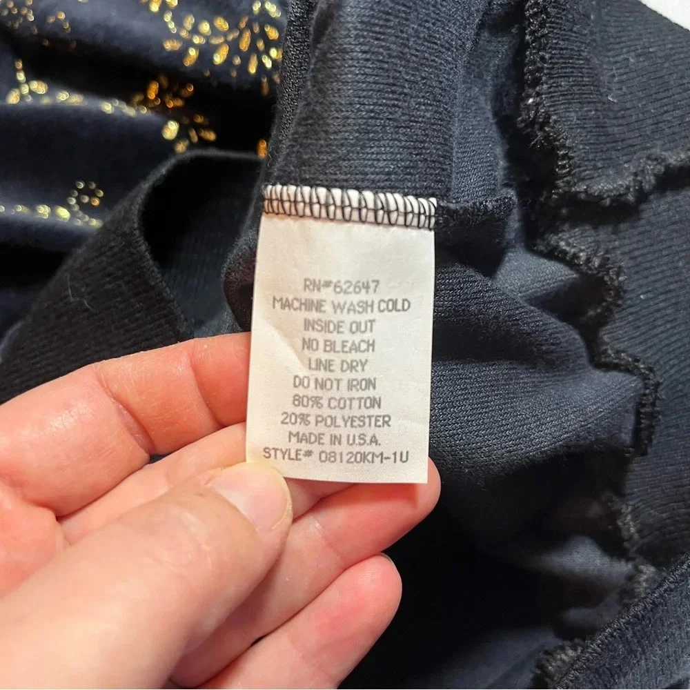 Vintage 90’s Jaclyn Sport Black Velvet Gold Floral Sweatshirt Medium Whimsigoth - Picture 2 of 10